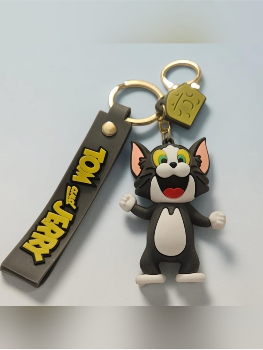 Tom and Jerry Black Cat Silicone Keychain with Logo Strap